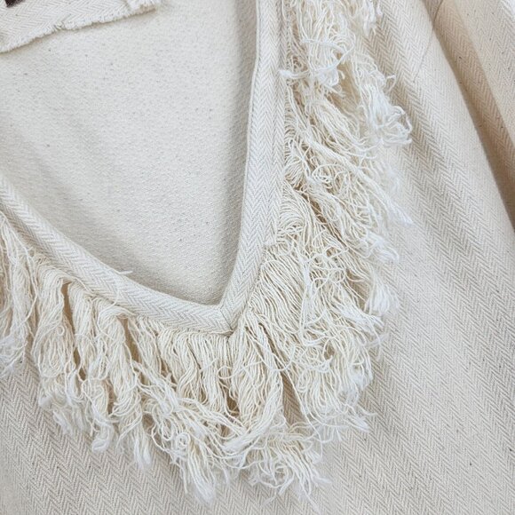Chintamani Alchemistry Dress Cream Deep V-neck Fringe Sleeveless Mini Boho Sz L - Picture 5 of 10